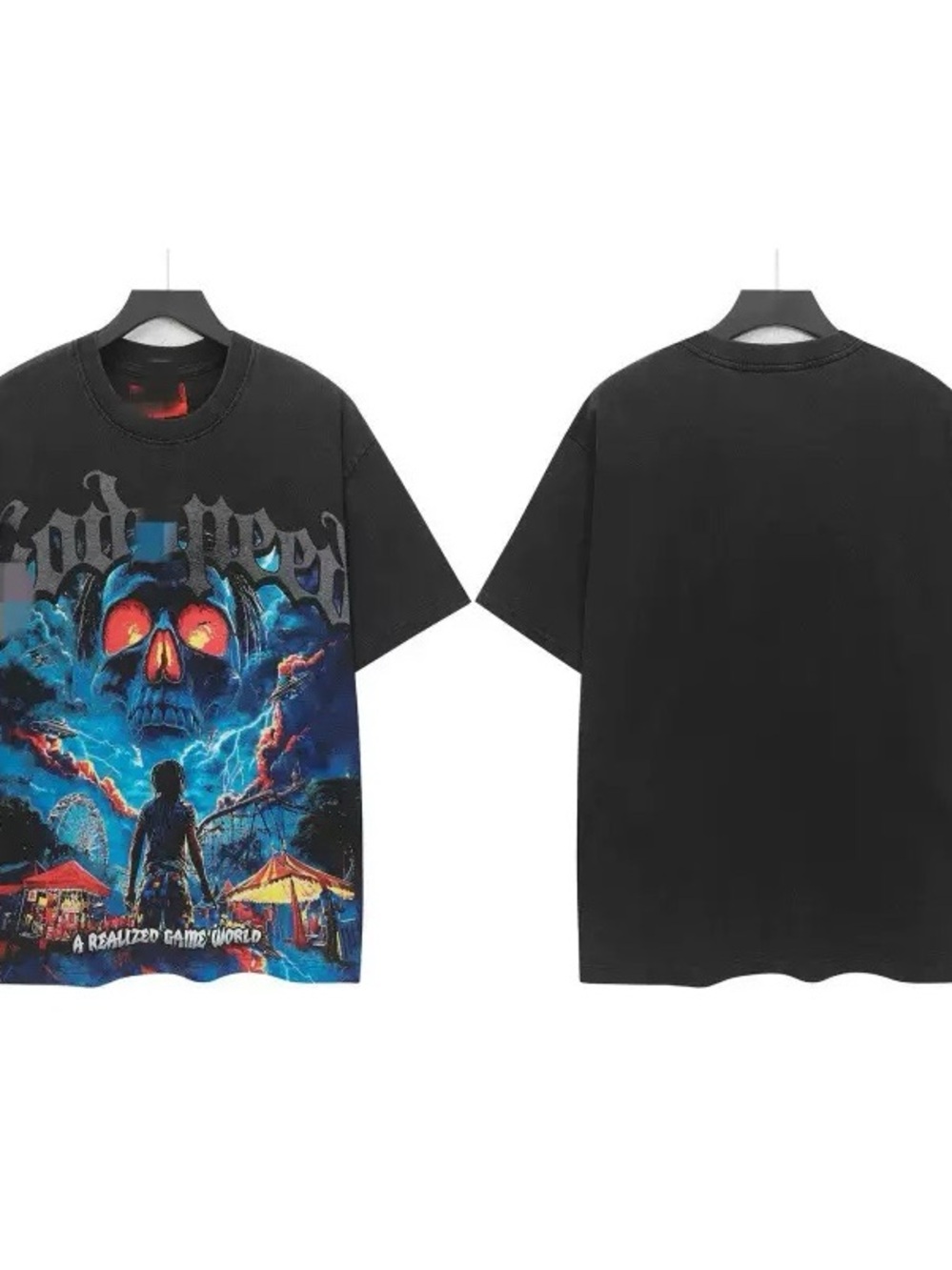Black Graphic Skull Carnival Kids Tee